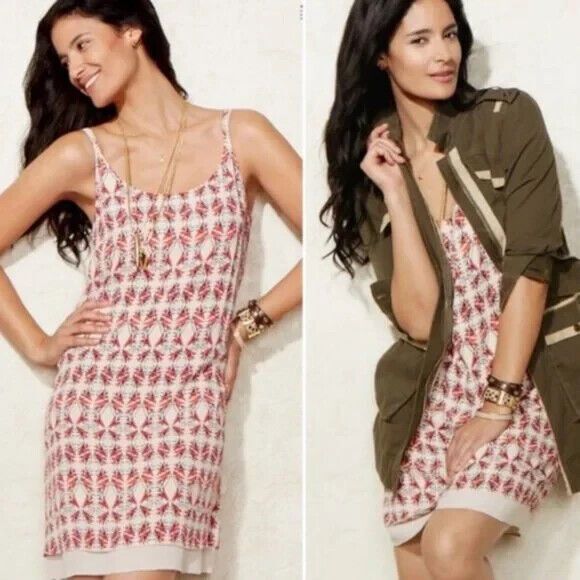 CAbi Dresses & Skirts - CAbi Mini Slip Dress Size Medium Batik Print V-Neck Summer Tank Shift Red